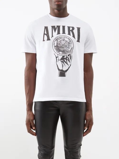 Crystal Ball Logo-print Cotton-jersey T-shirt - Mens - White Black