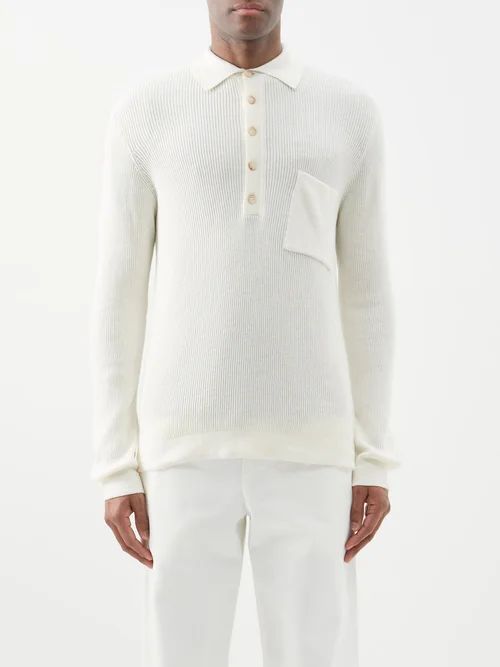 Murilo Linen-knit Polo Top - Mens - Ivory