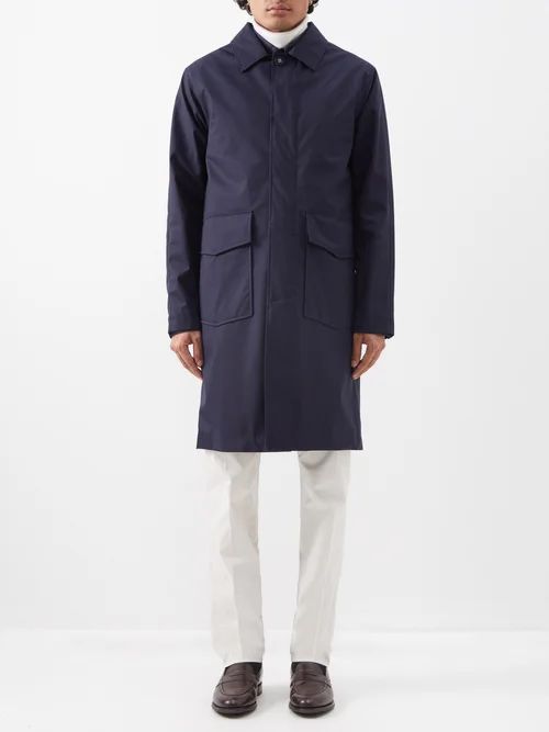 Terrence Fresco Wool-blend Overcoat - Mens - Navy