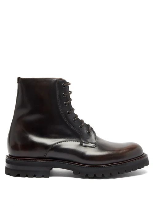 Coalport Leather Derby Boots - Mens - Brown Black