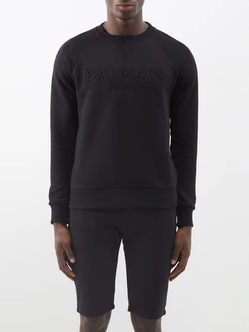 Logo-embossed Cotton-jersey Sweatshirt - Mens - Black