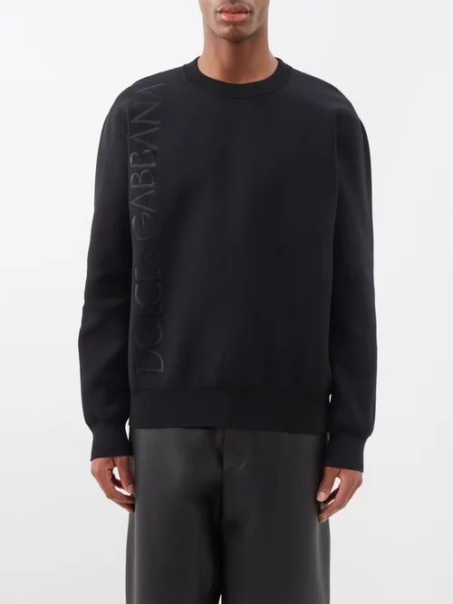 Logo-embroidered Jersey Sweatshirt - Mens - Black