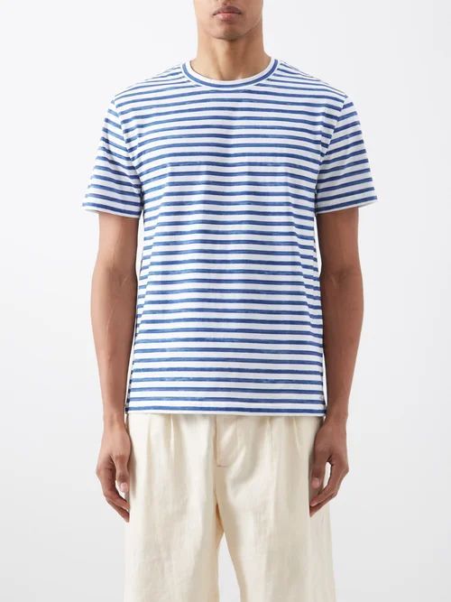 Marinheiro Striped Organic-cotton T-shirt - Mens - Blue Stripe