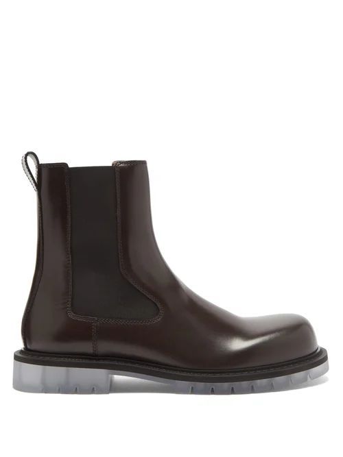 Transparent-sole Leather Chelsea Boots - Mens - Brown