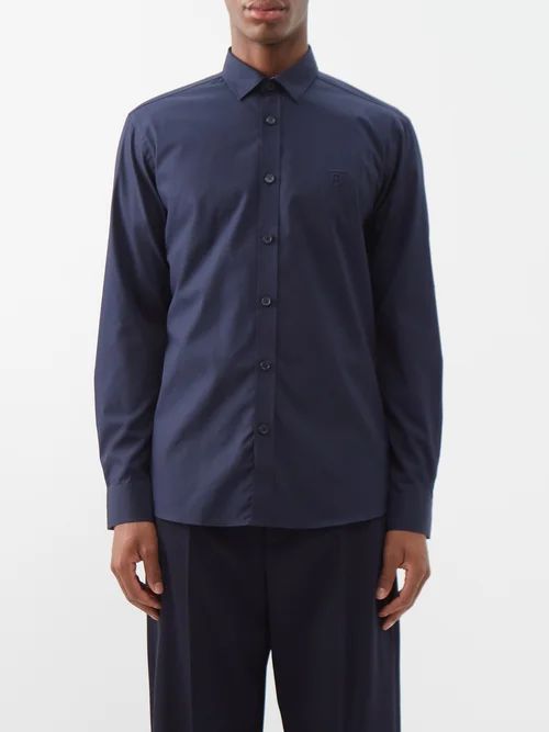 Cotton-blend Shirt - Mens - Dark Navy