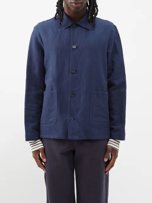 Kerlouan Linen-blend Overshirt - Mens - Navy