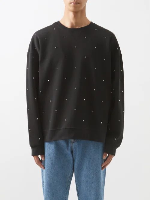 Rockstud Cotton-blend Sweatshirt - Mens - Black