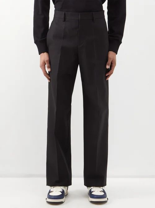 Cotton Wide-leg Trousers - Mens - Black