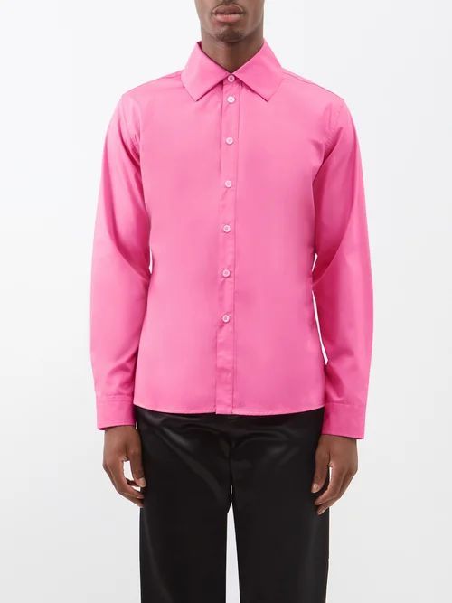 Star Cotton-poplin Shirt - Mens - Pink