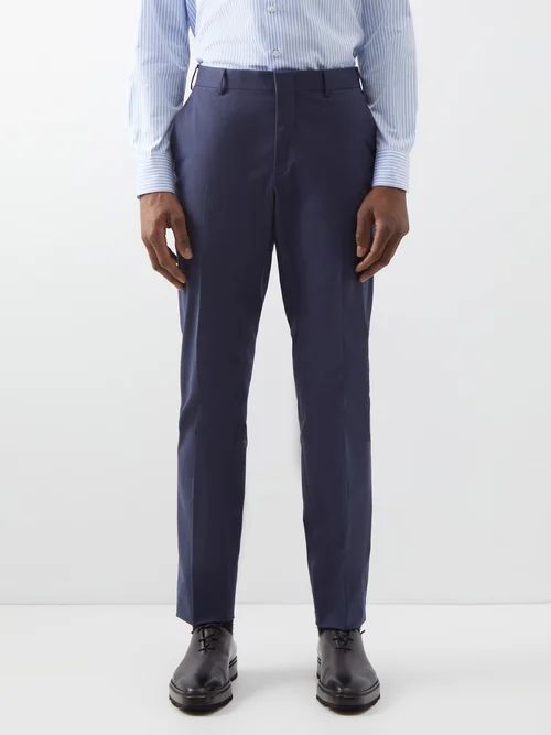 Pienza Cotton-blend Gabardine Trousers - Mens - Navy