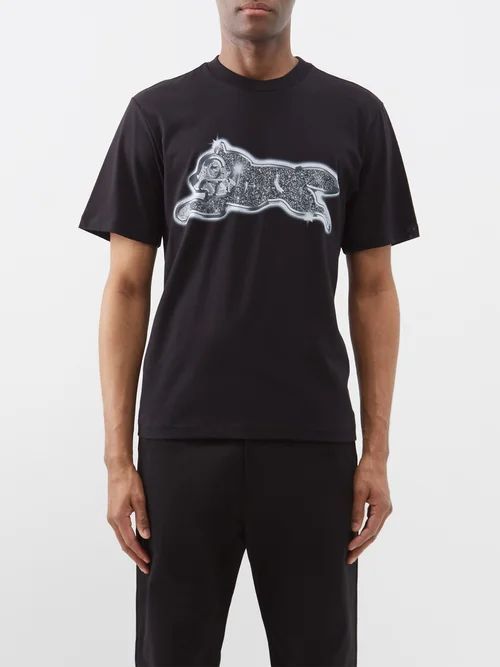 Iced Out Running-dog Logo Cotton-jersey T-shirt - Mens - Black