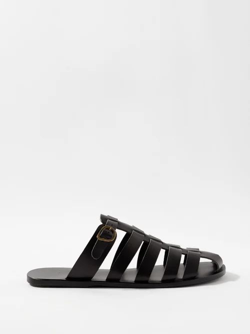 Cosmo Caged-leather Sandals - Mens - Black