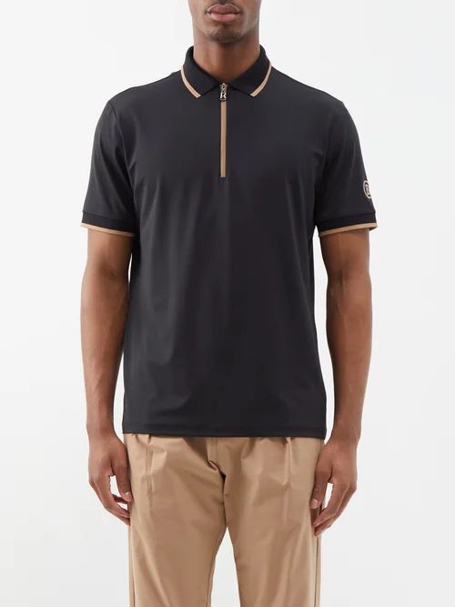 Cody Technical-jersey Zip Polo Shirt - Mens - Black