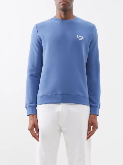 Rider Logo-embroidered Cotton Sweatshirt - Mens - Blue