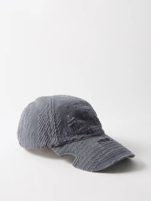 Logo-embroidered Distressed Cotton Cap - Mens - Blue