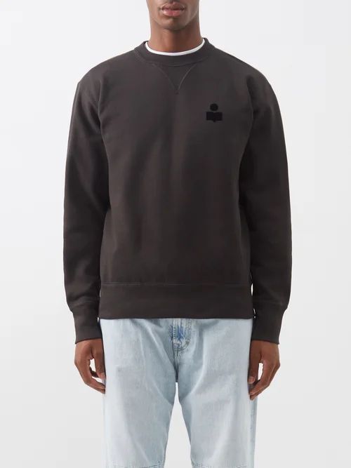 Mike Flocked-logo Cotton-blend Jersey Sweatshirt - Mens - Black
