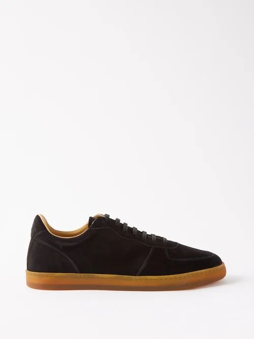 Panelled Suede Trainers - Mens - Black