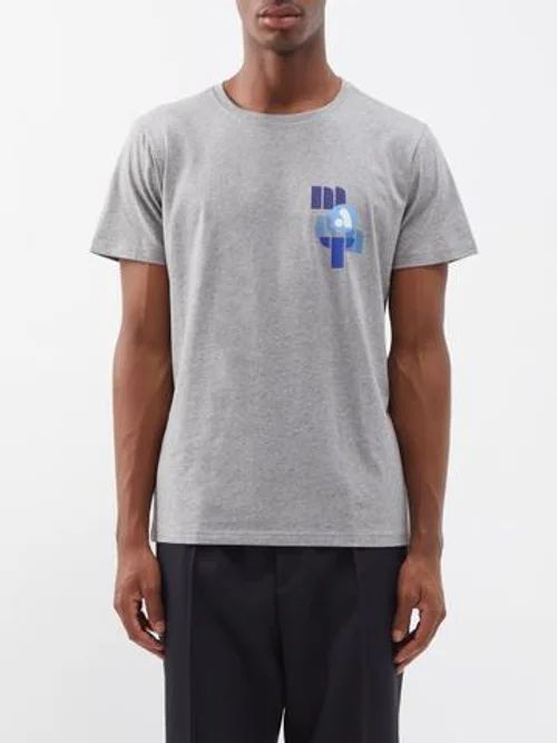 Zafferh Logo-print Cotton-jersey T-shirt - Mens - Grey