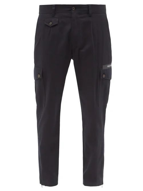 Tapered Cotton-blend Twill Combat Trousers - Mens - Navy