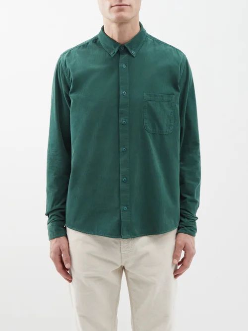 Dean Patch-pocket Organic-cotton Shirt - Mens - Green
