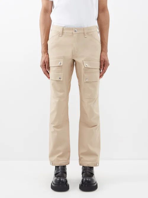 Logo-embroidered Cotton Cargo Trousers - Mens - Camel