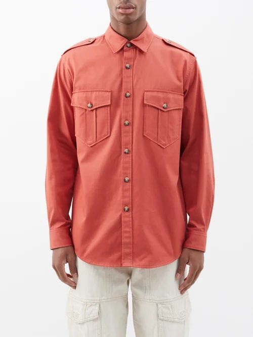 Pomili Cotton-twill Shirt - Mens - Red