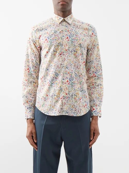 Floral-print Cotton-poplin Shirt - Mens - Multi