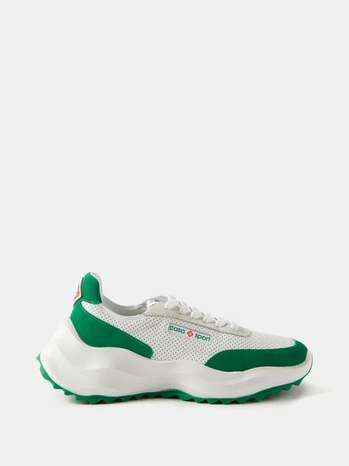 Atlantis Mesh And Suede Trainers - Mens - White Green