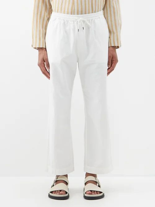 Drawstring-waist Cotton-twill Trousers - Mens - White