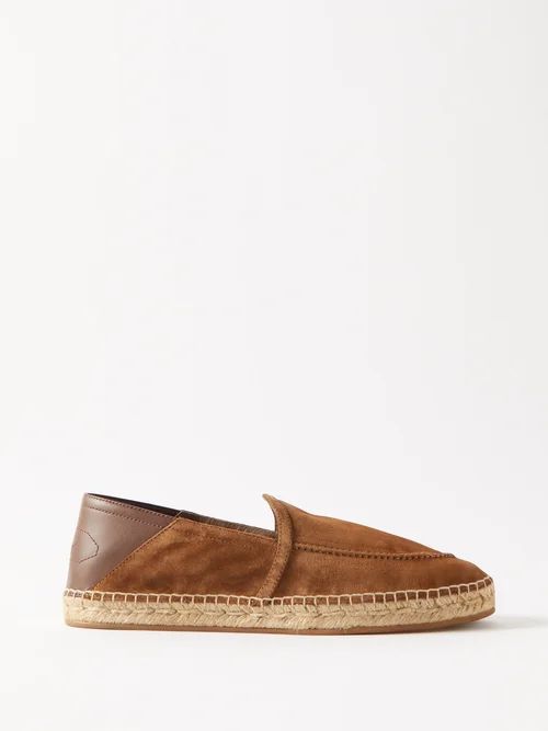 Suede And Leather Espadrilles - Mens - Brown