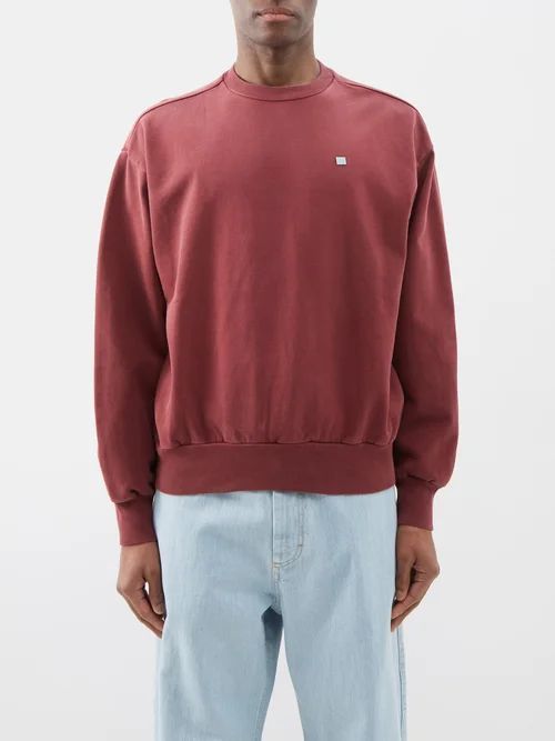 Fiah Face-logo Cotton-jersey Sweatshirt - Mens - Burgundy