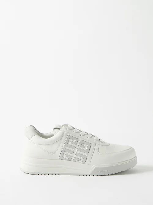 4g-debossed Leather Trainers - Mens - White Grey
