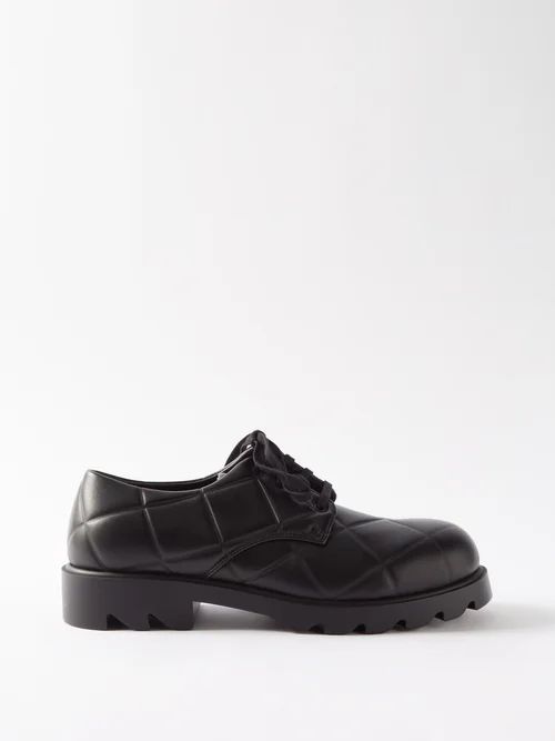 Strut Grid Quilted-leather Derby Shoes - Mens - Black