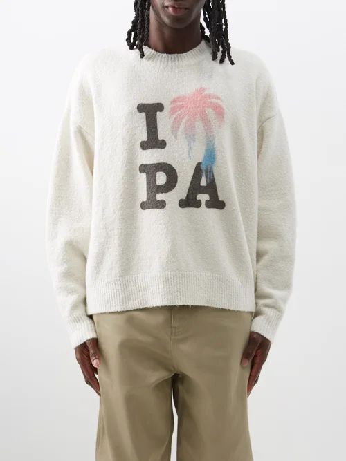 I Love Pa-print Sweatshirt - Mens - Off White