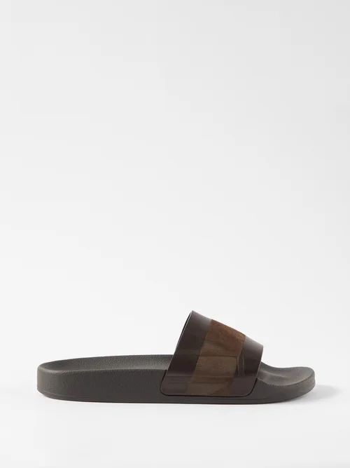 Humberto Suede And Rubber Slides - Mens - Brown