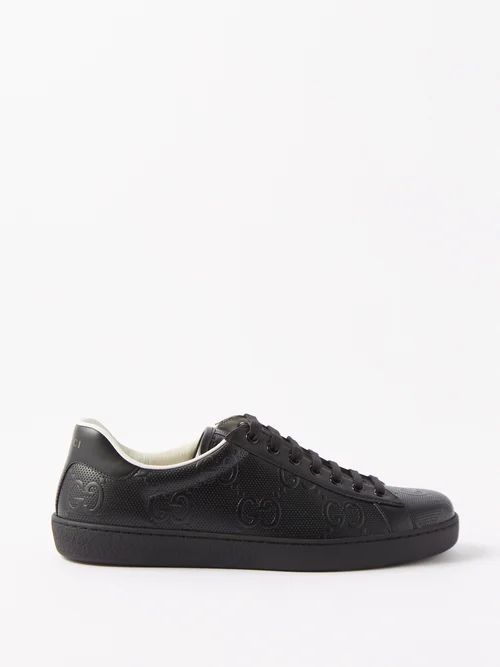 Ace Perforated-leather Trainers - Mens - Black