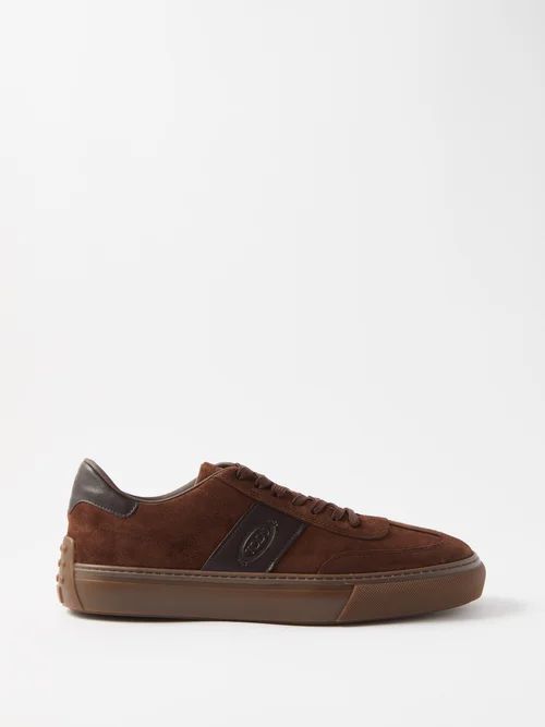 Leather-trim Suede Trainers - Mens - Brown