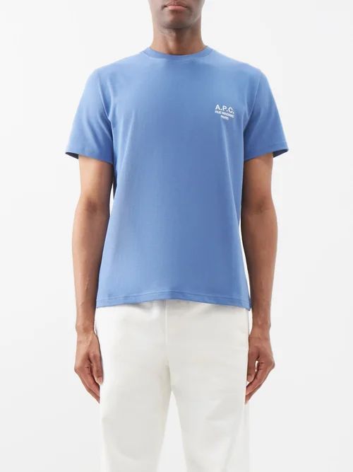 Raymond Logo-embroidered Cotton-jersey T-shirt - Mens - Blue