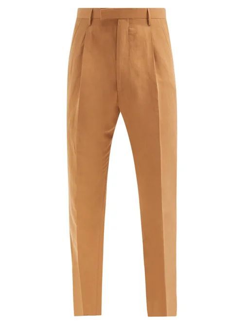 Umit Benan B+ - Andy Pleated Twill Suit Trousers - Mens - Brown