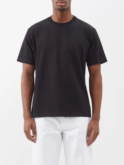 Boxy Cotton-jersey T-shirt - Mens - Black