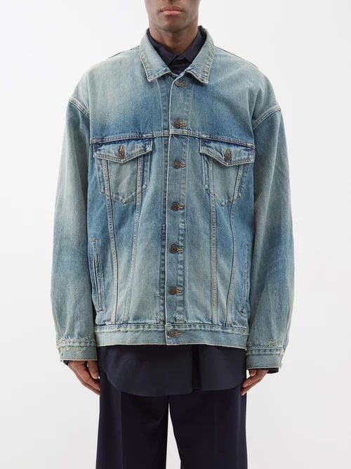 Oversized Selvedge Denim Jacket - Mens - Blue Multi