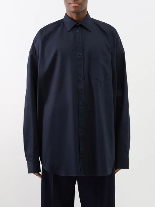 Cocoon Cotton-canvas Oversized Shirt - Mens - Navy