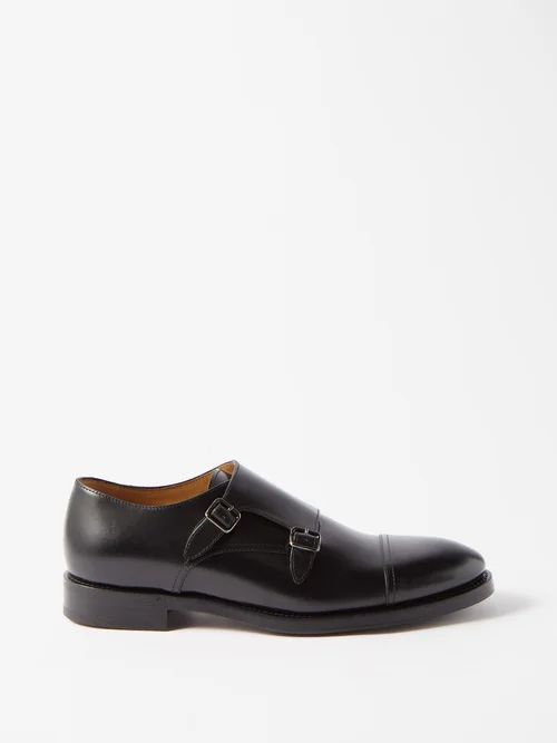 Monk-strap Leather Shoes - Mens - Black