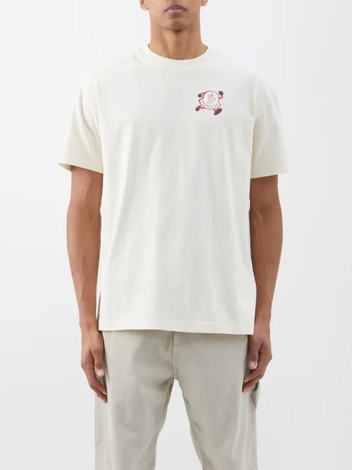 Logo-print Cotton-jersey T-shirt - Mens - Cream Multi