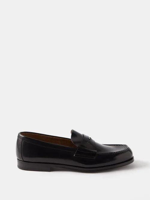 Leather Penny Loafers - Mens - Black