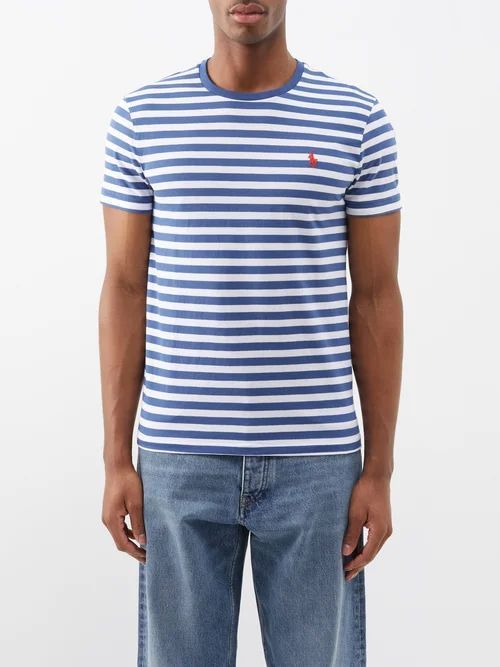 Slim-fit Striped Cotton-jersey T-shirt - Mens - Blue Stripe