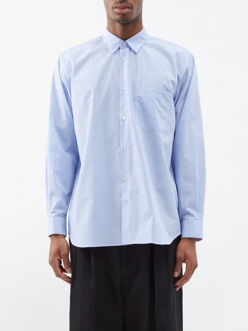 Striped Cotton-poplin Shirt - Mens - Blue White