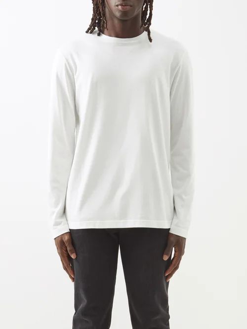 Leon Cotton-jersey Long-sleeved T-shirt - Mens - White