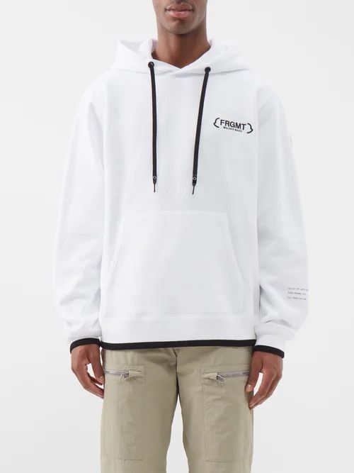 Logo-embroidered Cotton-jersey Hoodie - Mens - White