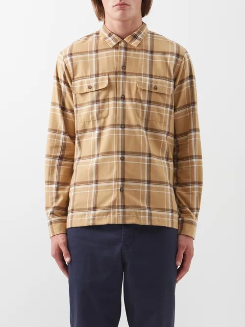 Checked Cotton-blend Flannel Shirt - Mens - Brown Multi